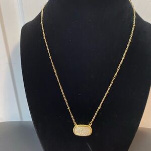Kendra Scott inspired Elegant Gold Necklace with White Pendant